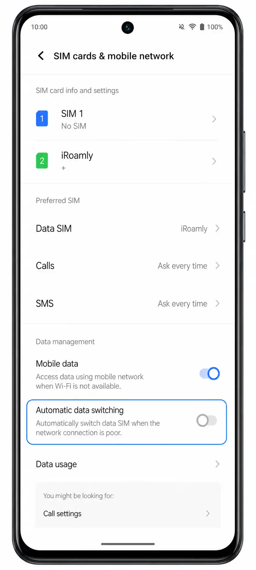 Vivo V40 SE Step 13: Avoid automatic data switching