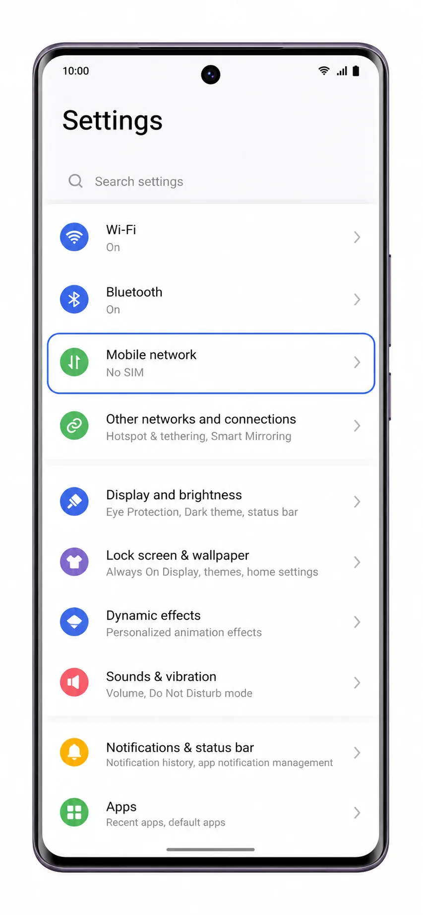 Vivo V40 Step 01: Settings showing Mobile network