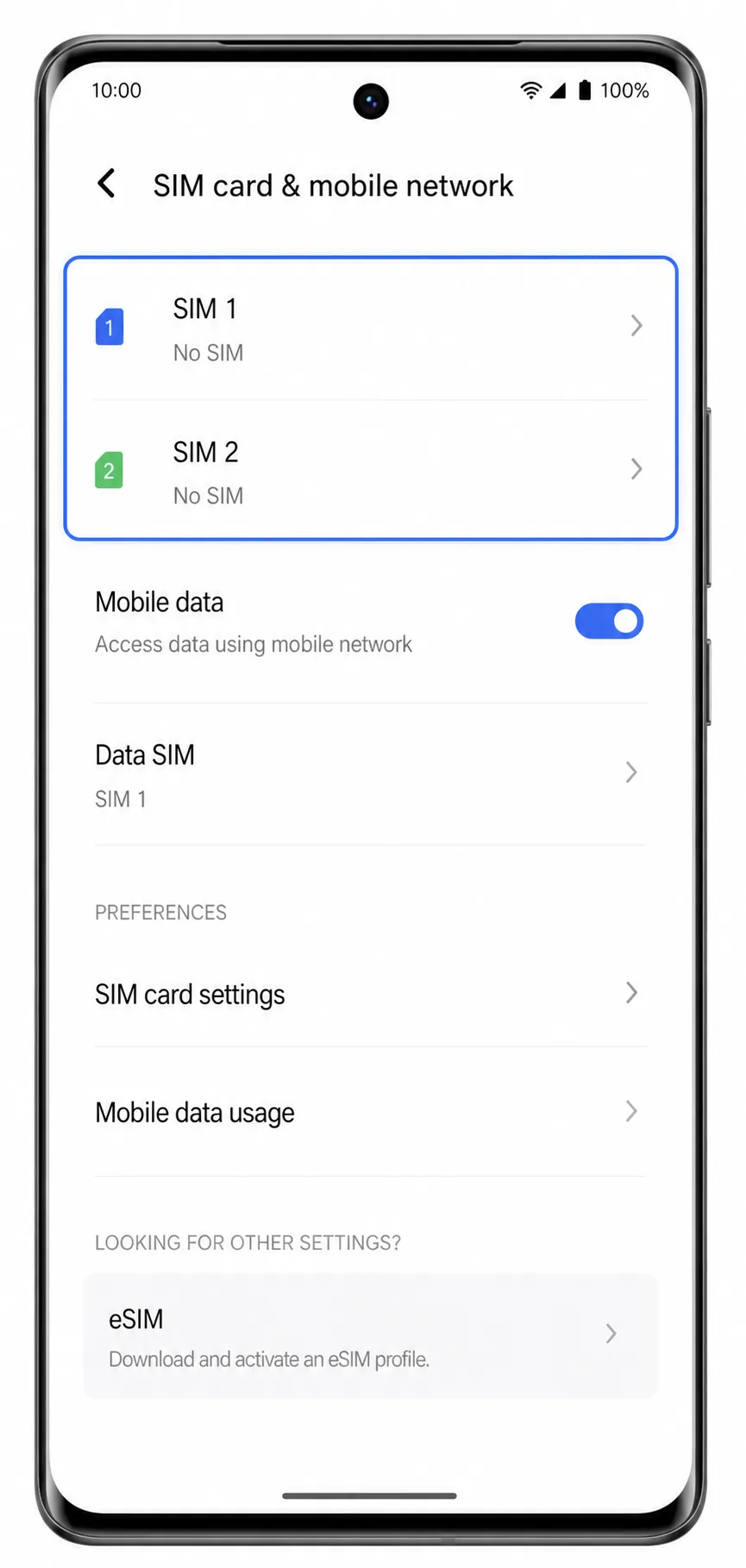 Vivo V40 Step 02: SIM card and mobile network menu