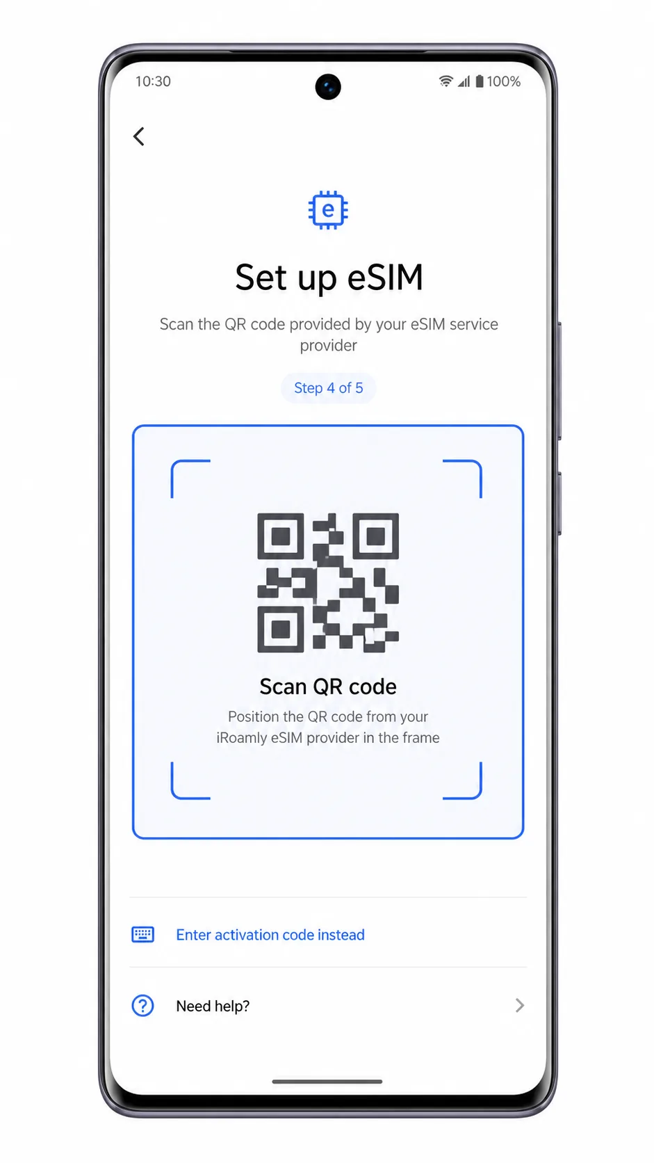 Vivo V40 Step 04: Scan QR code screen