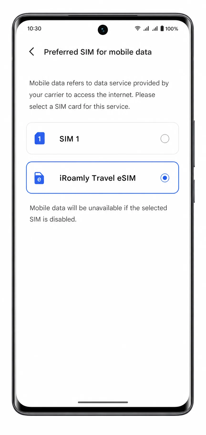 Vivo V40 Step 10: Select iRoamly for mobile data