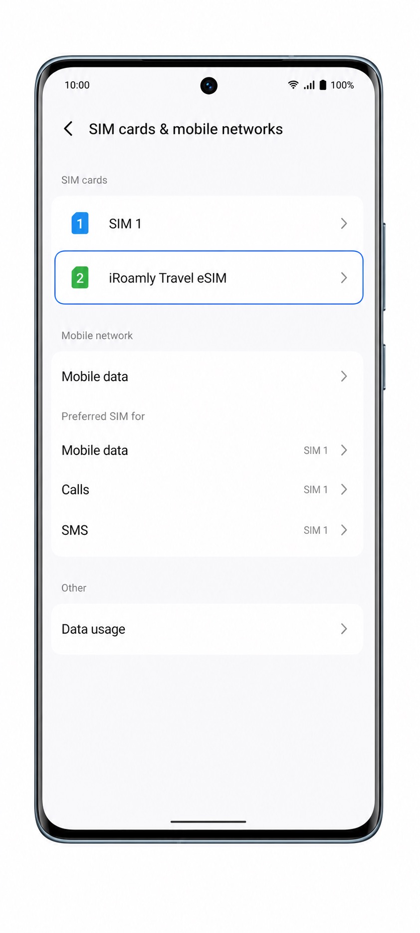 Vivo X100 Pro Step 10: iRoamly eSIM visible