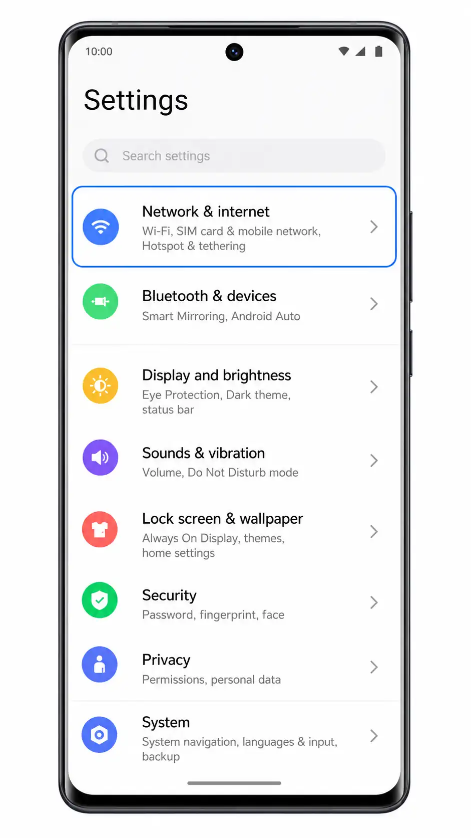 Vivo X80 Pro Step 2: Settings showing Network and internet highlighted Vivo X80 Pro Step 2: Settings showing Network and internet highlighted