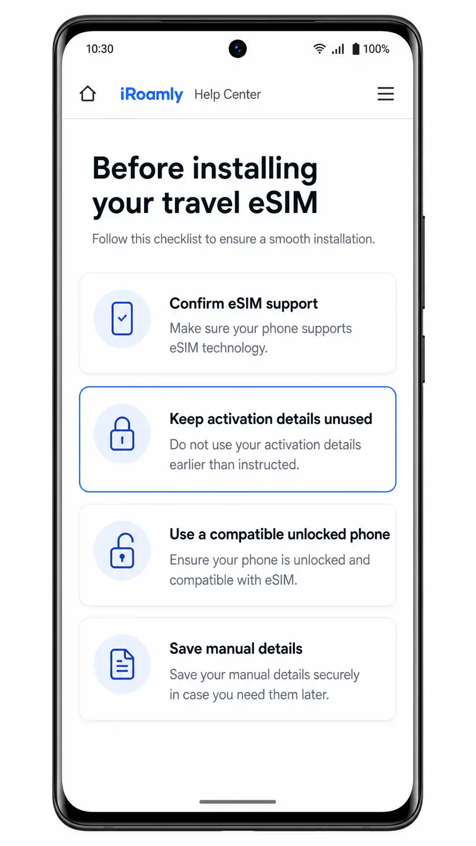 Vivo X80 Pro Step 7: iRoamly checklist showing activation details should stay unused Vivo X80 Pro Step 7: iRoamly checklist showing activation details should stay unused