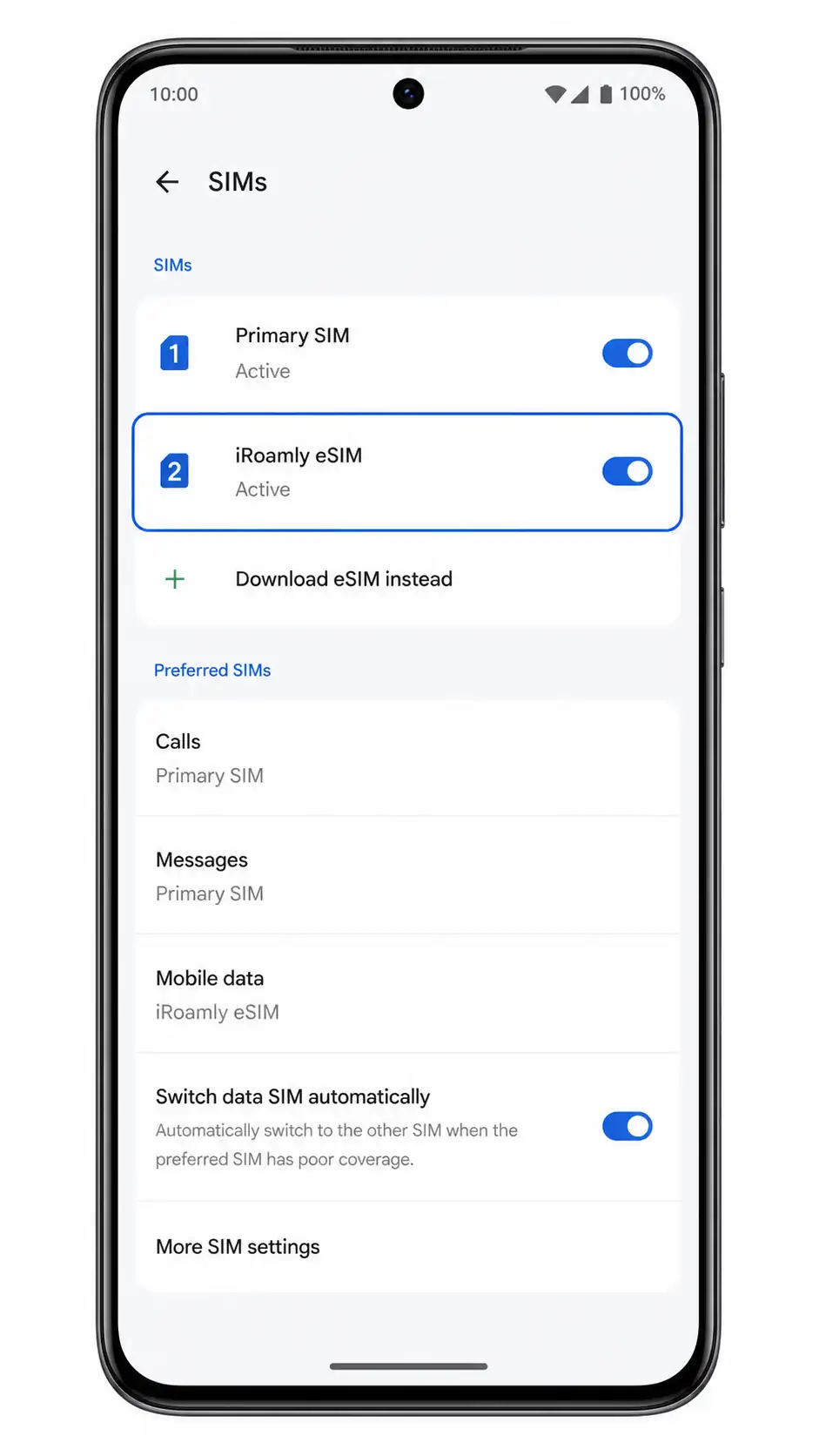 Vivo X80 Pro Step 11: Compatible Android phone showing iRoamly eSIM installed Vivo X80 Pro Step 11: Compatible Android phone showing iRoamly eSIM installed