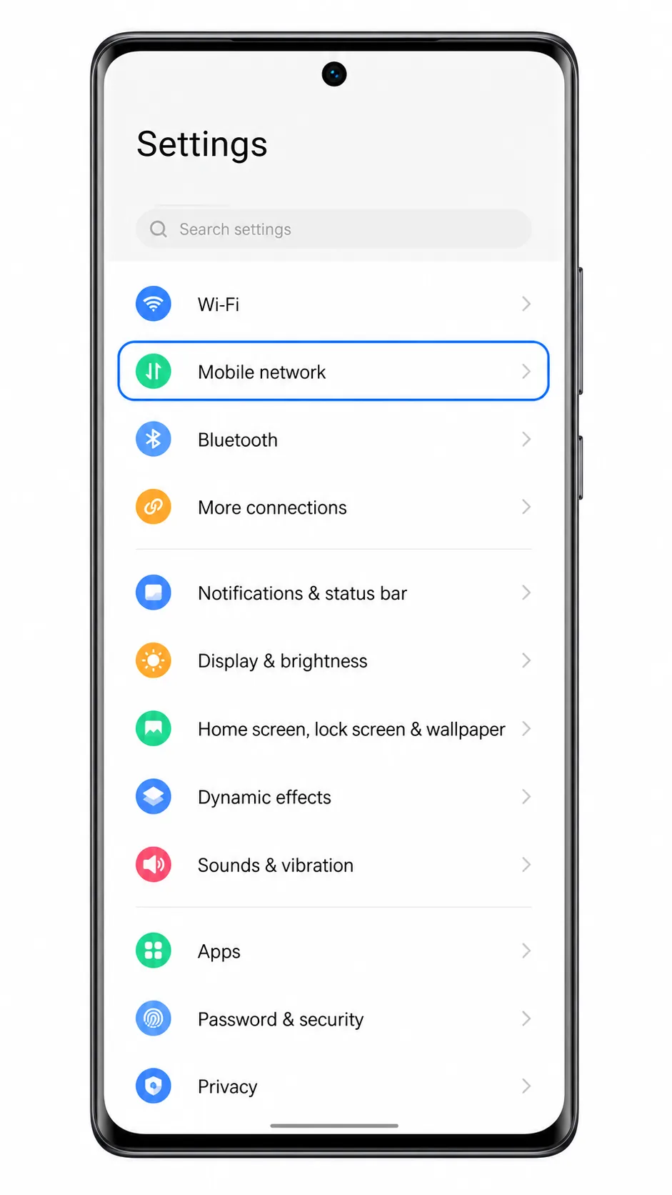 Vivo X90 Pro Step 01: Mobile network in Settings