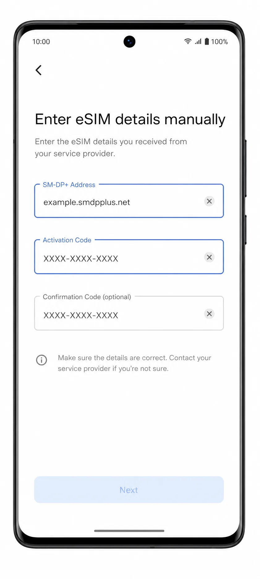 Vivo X90 Pro Step 07: Manual eSIM details
